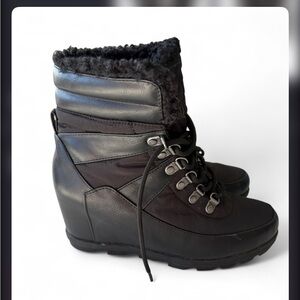 Justfab Women's Black winter Wedge Ankle Boots